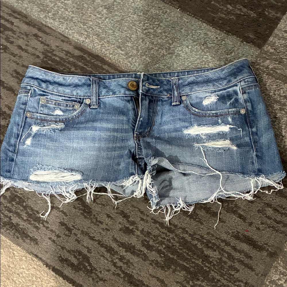 American Eagle Outfitters Light Blue Distressed Denim Cutoff Shorts